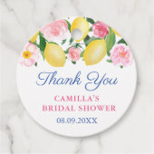 アマルフィのレモン 青いタイルのベイビーシャワーまたはウェディングシャワー フェイバータグ (正面)