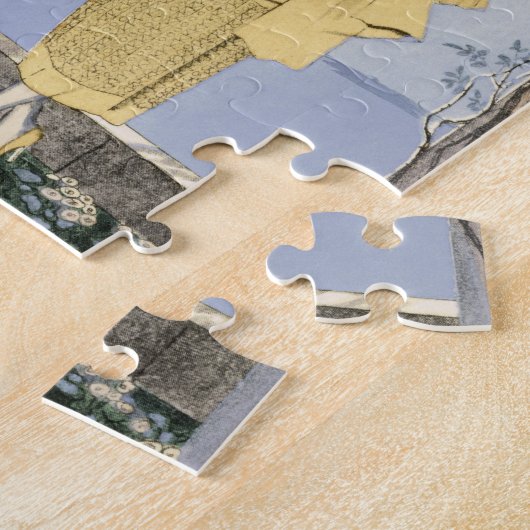 アマルフィの黄色い服の女性のイラストレーション ジグソーパズル (側面)