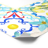 アマルフィアイコーストブルーイタリアンタイル結婚ズ・ウェルカム ポスター (角)