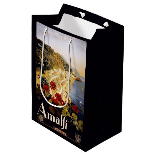 アマルフィイタリアのヴィンテージ旅行ギフトバッグ ミディアムペーパーバッグ (正面アングル)