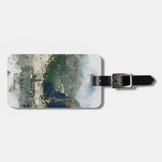 アマルフィイタリアの夏季休暇の荷物のラベルのラベル ラゲッジタグ (正面横)