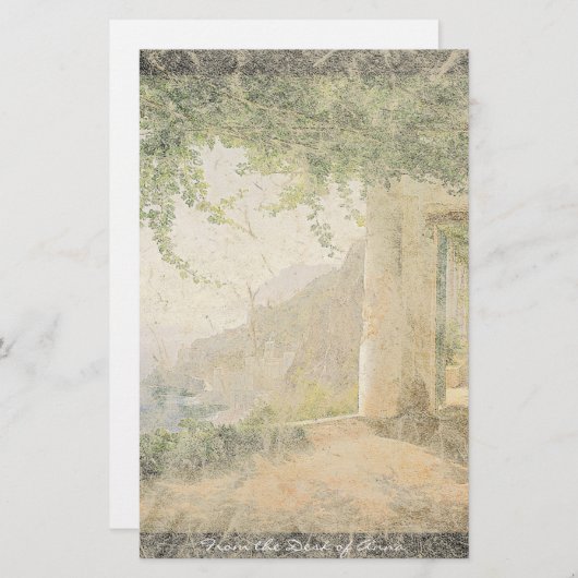 アマルフィイタリアの海のビーチのバルコニーの文房具 便箋 (正面/裏面)