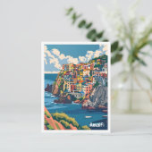 アマルフィイタリアアートエレガントヴィンテージトラベル ポストカード (スタンド正面)