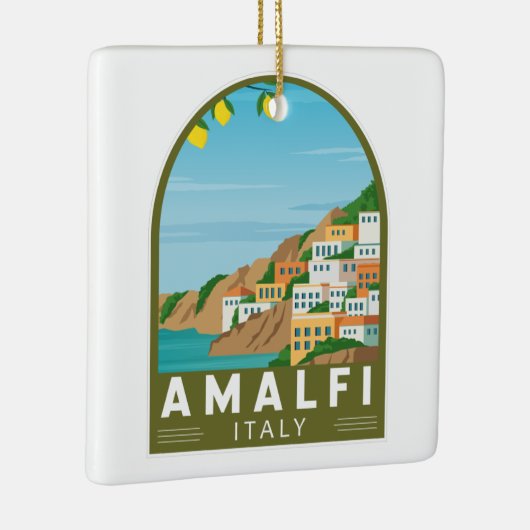 アマルフィイタリアレトロトラベルアートヴィンテージ セラミックオーナメント (右)