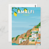 アマルフィイタリアレトロトラベルアートヴィンテージ ポストカード (正面/裏面)