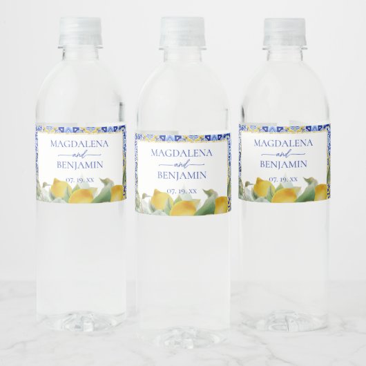 アマルフィイタリアンコーストブルー結婚タイルズ ペットボトルラベル (ボトル)