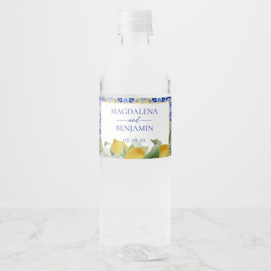 アマルフィイタリアンコーストブルー結婚タイルズ ペットボトルラベル (正面)