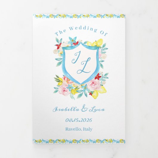 アマルフィイタリアンコースト地中海の結婚ーズ 三つ折り招待状 (カバー)