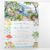 アマルフィイタリアンコースト地中海の結婚ーズ 三つ折り招待状 (内部最初)