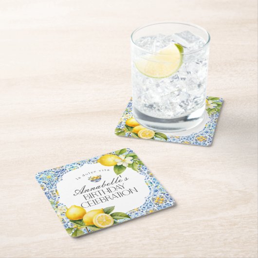 アマルフィイタリアンコースト誕生日パーティードテーブルデコール スクエアペーパーコースター (インサイチュ)