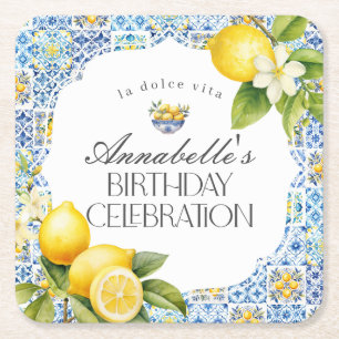 アマルフィイタリアンコースト誕生日パーティードテーブルデコール スクエアペーパーコースター