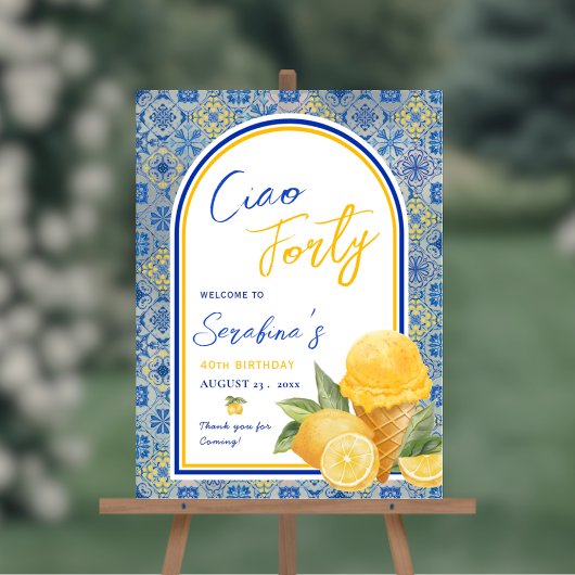 アマルフィイタリアンタイル40歳の誕生日パーティー アクリルサイン