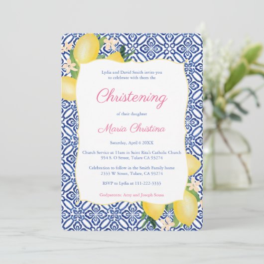 アマルフィイタリアンレモンズガール《キリスト教》洗礼式や命名式お祝い 招待状 (スタンド正面)
