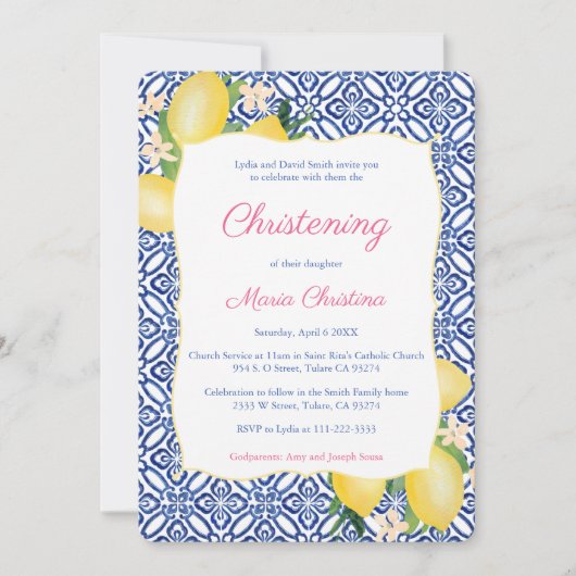 アマルフィイタリアンレモンズガール《キリスト教》洗礼式や命名式お祝い 招待状 (正面)