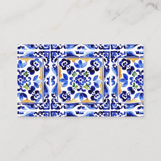 アマルフィイタリアンーの青いタイルのレモンがシャワーを表示 エンクロージャーカード (裏面)