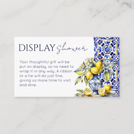 アマルフィイタリアンーの青いタイルのレモンがシャワーを表示 エンクロージャーカード (正面)