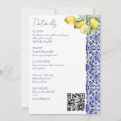 アマルフィイタリアンーの青いタイルのレモンが一つ一つ結婚に入る 招待状 (裏面)