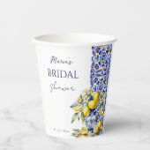 アマルフィイタリアンーの青いタイルのレモンブライダルテンプレート 紙コップ (正面)