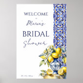 アマルフィイタリアンーの青いタイルブライダル歓迎 ポスター (正面)