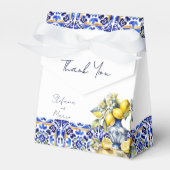 アマルフィイタリアンーの青いタイル結婚レモンの印刷 フェイバーボックス (正面サイド)