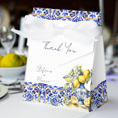 アマルフィイタリアンーの青いタイル結婚レモンの印刷 フェイバーボックス