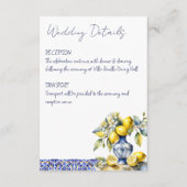 アマルフィイタリアンーの青いタイル結婚レモンの詳細 エンクロージャーカード (正面)