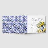 アマルフィイタリアンーの青いタイル結婚レモン ゲストブック (全面)