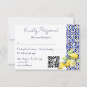 アマルフィイタリアンーの青いタイル結婚レモン 出欠カード (正面)