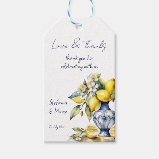アマルフィイタリアンーの青いタイル結婚式の引き出物 ギフトタグ (正面)