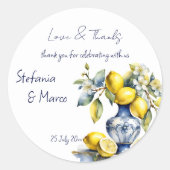 アマルフィイタリアンーの青いタイル結婚式の引き出物 ラウンドシール (正面)