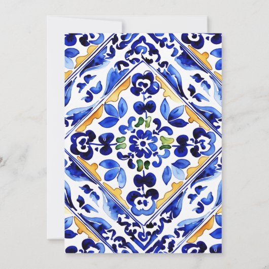 アマルフィイタリアンーの青い花瓶レモンのカップルはシャワー 招待状 (裏面)