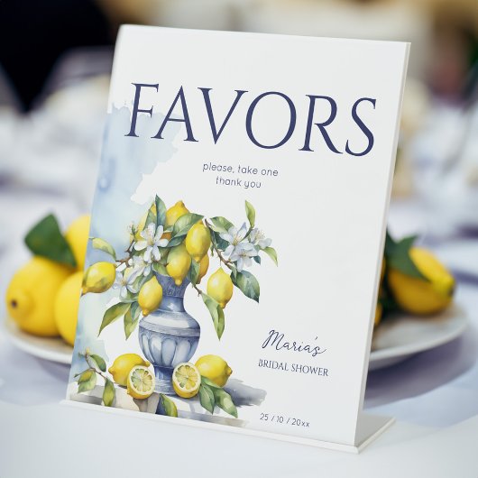 アマルフィイタリアンーの青い花瓶レモンの好意の看板 台座サイン