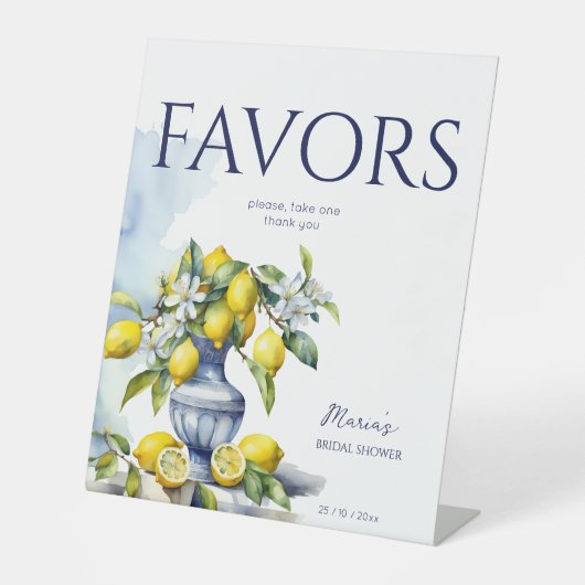 アマルフィイタリアンーの青い花瓶レモンの好意の看板 台座サイン (正面)