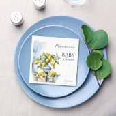 アマルフィイタリアンーの青い花瓶レモンの赤ちゃんシャワー印刷 スタンダードカクテルナプキン