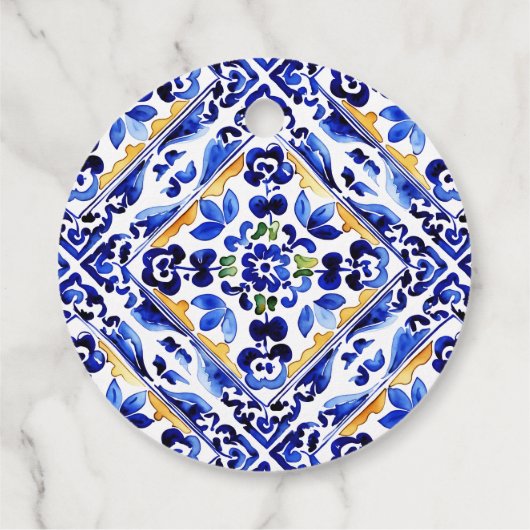 アマルフィイタリアンーの青い花瓶レモンの赤ちゃんシャワー印刷 フェイバータグ (裏面)