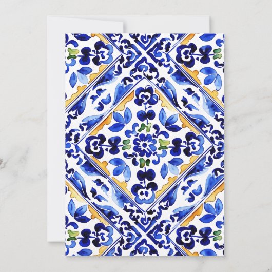 アマルフィイタリアンーの青い花瓶レモンの赤ちゃんシャワー 招待状 (裏面)