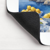 アマルフィイタリアンー海岸の青い白いタイルのレモンを表示 マウスパッド (コーナー)