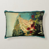 アマルフィイタリアンー海岸,ヴィンテージ旅行ポスターイタリア アクセントクッション (正面)