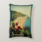 アマルフィイタリアンー海岸,ヴィンテージ旅行ポスターイタリア アクセントクッション (裏面(縦))