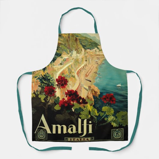アマルフィイタリアンー海岸，ヴィンテージ旅行ポスターイタリア エプロン (正面)
