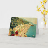 アマルフィイタリアンー海岸,ヴィンテージ旅行ポスターイタリア カード (黄色い花)