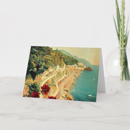 アマルフィイタリアンー海岸,ヴィンテージ旅行ポスターイタリア カード (正面)