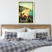 アマルフィイタリアンー海岸，ヴィンテージ旅行ポスターイタリア キャンバスプリント (インサイチュ (寝室))