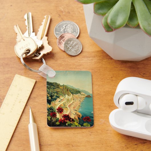 アマルフィイタリアンー海岸，ヴィンテージ旅行ポスターイタリア キーホルダー (デスク)