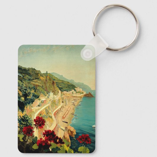 アマルフィイタリアンー海岸,ヴィンテージ旅行ポスターイタリア キーホルダー (裏面)