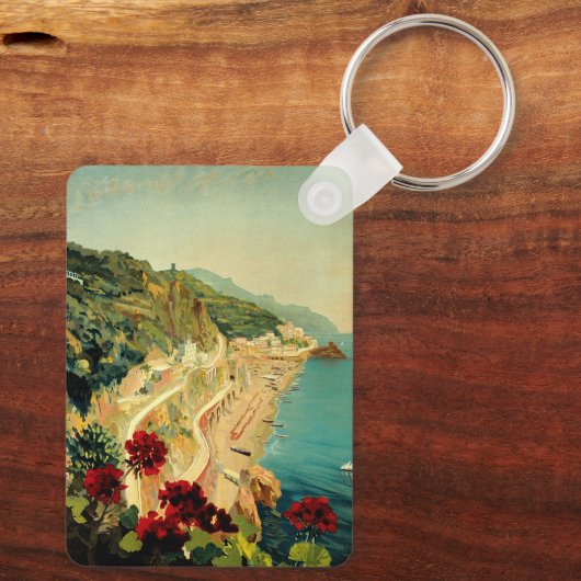 アマルフィイタリアンー海岸，ヴィンテージ旅行ポスターイタリア キーホルダー (裏面)