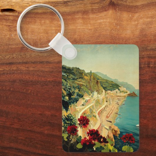アマルフィイタリアンー海岸，ヴィンテージ旅行ポスターイタリア キーホルダー (正面)