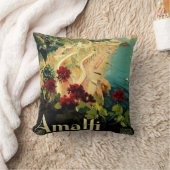 アマルフィイタリアンー海岸，ヴィンテージ旅行ポスターイタリア クッション (ブランケット)