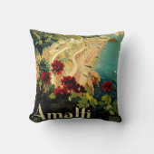 アマルフィイタリアンー海岸，ヴィンテージ旅行ポスターイタリア クッション (正面)