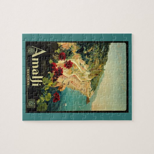 アマルフィイタリアンー海岸，ヴィンテージ旅行ポスターイタリア ジグソーパズル (横)